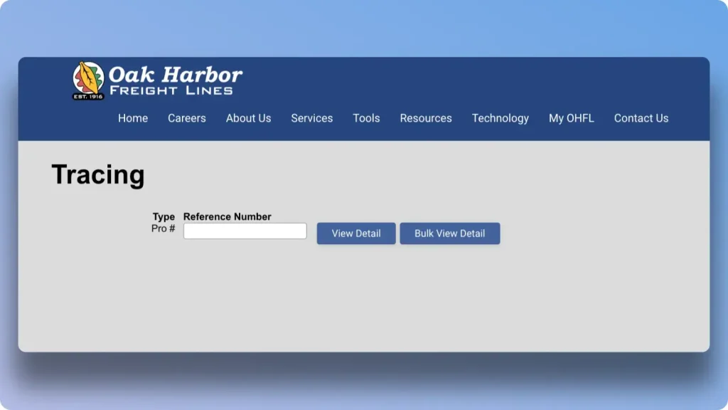 Oak Harbor Frieght Lines Tracking Number